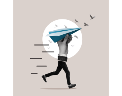 proximity-to-expert-packaging-counselors Image of a man running with a paper airplane. Proximity to expert packaging counselors.