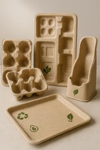 Recyclable moulded pulp packaging