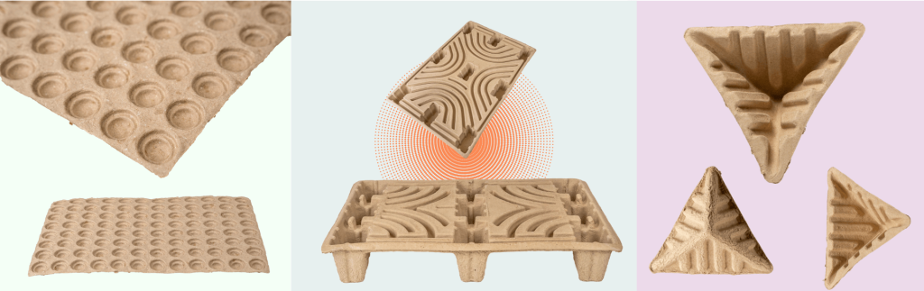 Molded pulp packaging edge and pallet protectors for sustainable product safety