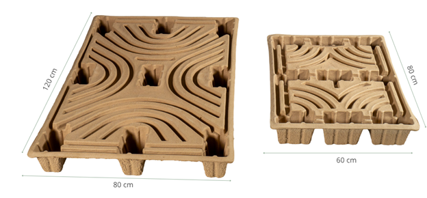 Molded pulp pallets in EUR and half-EUR sizes