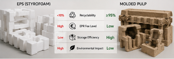 PPWR packaging fees comparison EPS vs molded pulp packaging